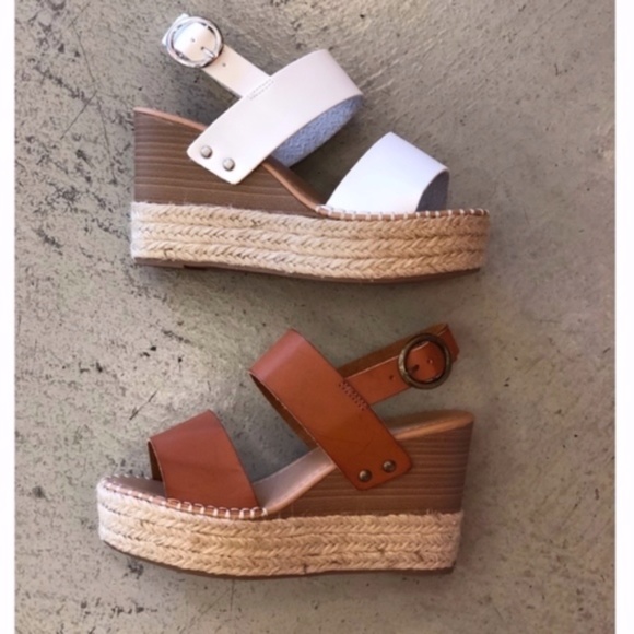 Boho Camel Vegan leather Buckle Espadrille Wedge - Picture 6 of 7